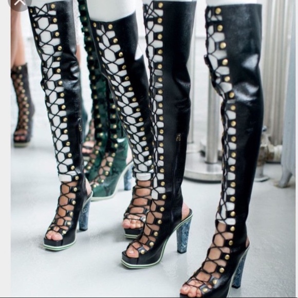 RODARTE Knee high lace up heels 2015 collection - Picture 3 of 8